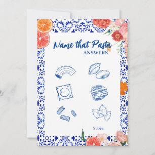 That amore Name that pasta bridal shower game card