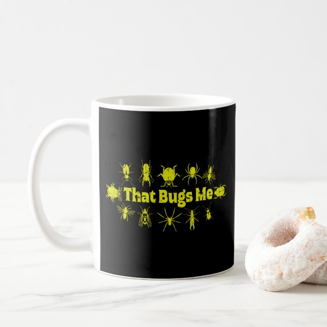 That Bugs Me Funny Distressed Insects Bugs Coffee Mug (With Donut)