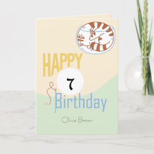 That Cat Life Happy "7" Birthday Name Birthday Card