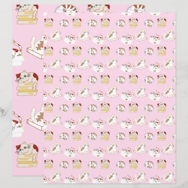 That Cat Life Pink Scrapbooking Paper Cat Pattern (Front/Back)