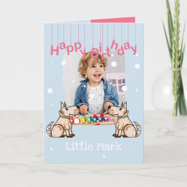 That Dog Life Blue Boy Birthday Photo Card (Front)