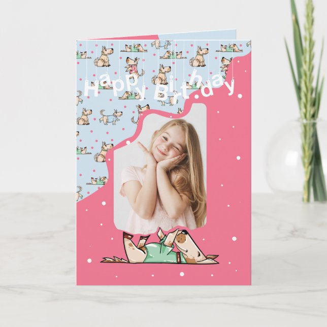 That Dog Life Blue Pink Birthday Photo Card (Front)