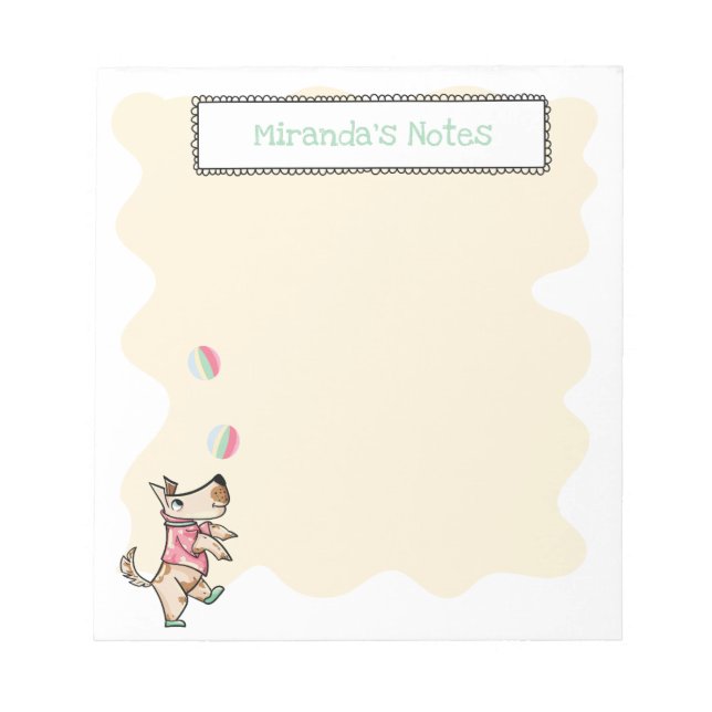 That Dog life Yellow blob Juggling Dog Name  Notepad (Front)