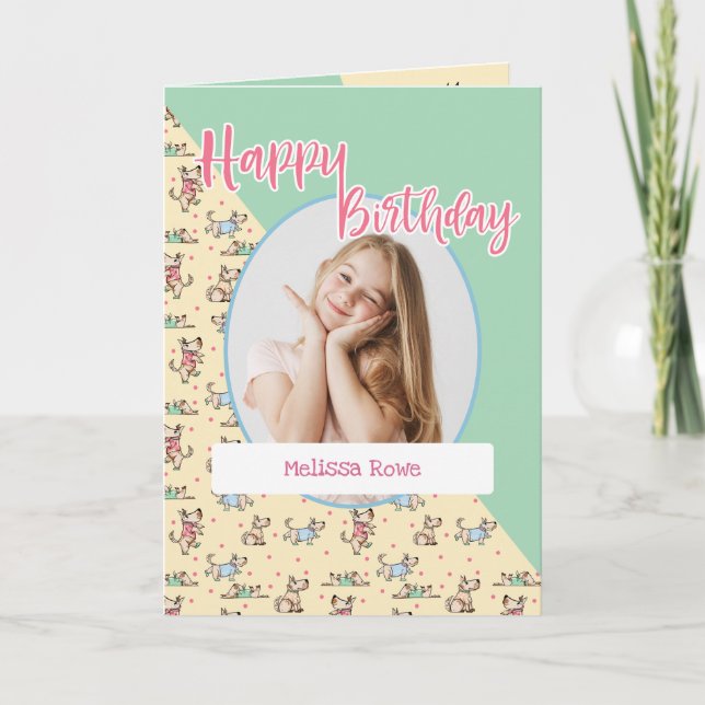 That Dog Life Yellow Green Birthday Photo Card (Front)