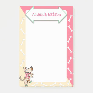 That Dog Life Yellow Pink Dog Bones Post-it Notes