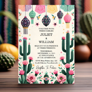 That Elegant Fiesta Cactus Floral Mexican Wedding Invitation