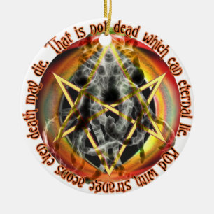 That is not dead which can eternal lie ceramic tree decoration