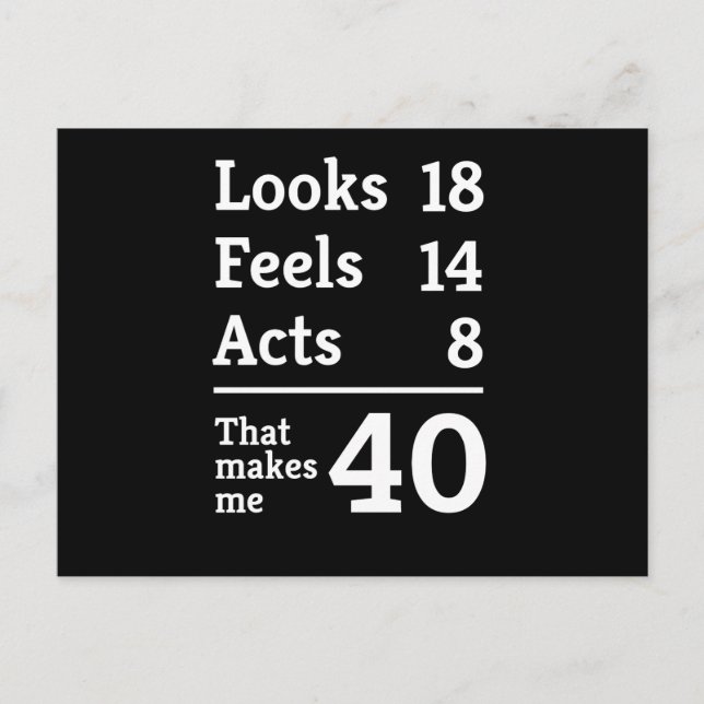 That Makes Me 40 Postcard (Front)