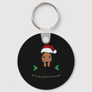 That Melanin Christmas Mrs. Claus Santa Black Peek Key Ring