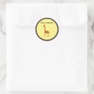 That’s a Tall Order, Funny Orange Giraffe Cartoon Classic Round Sticker