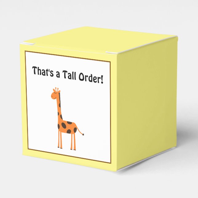 That’s a Tall Order, Funny Orange Giraffe Cartoon Favour Box (Front Side)