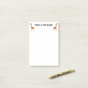 That’s a Tall Order, Funny Orange Giraffe Cartoon Post-it Notes