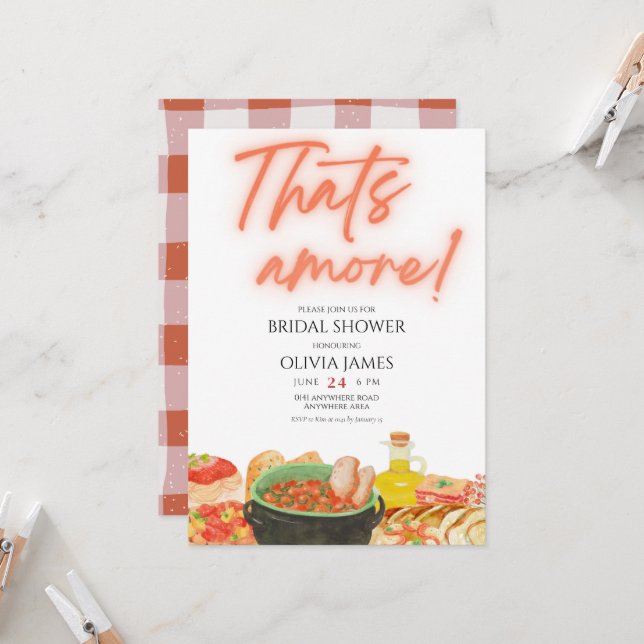 That’s amore bridal shower invitation (Front/Back In Situ)