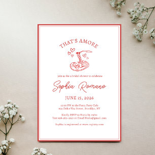 That’s Amore Bridal Shower Italian Hand Drawn Red  Invitation
