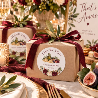 That’s Amore Burgundy Fig Italian Bridal Shower Classic Round Sticker
