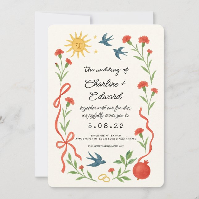 That’s Amore Funky Drawing Handwritting Wedding  Invitation (Front)