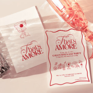 “That’s Amore” GALENTINES Red Party Invitation