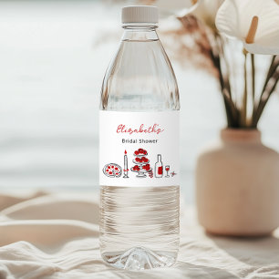 That’s Amore Hand Drawn Italian Red Bridal Shower Water Bottle Label