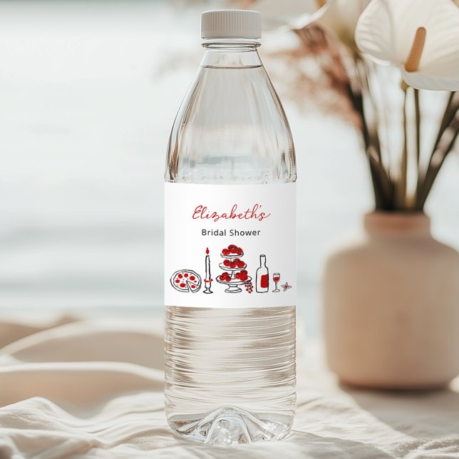 That’s Amore Hand Drawn Italian Red Bridal Shower Water Bottle Label (Creator Uploaded)