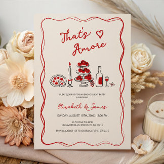 That’s Amore Hand Drawn Red Engagement Party Invitation