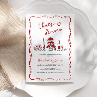 That’s Amore Hand Drawn Red Engagement Party Invitation