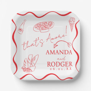 That’s Amore Italian Doodles Wedding Paper Plate