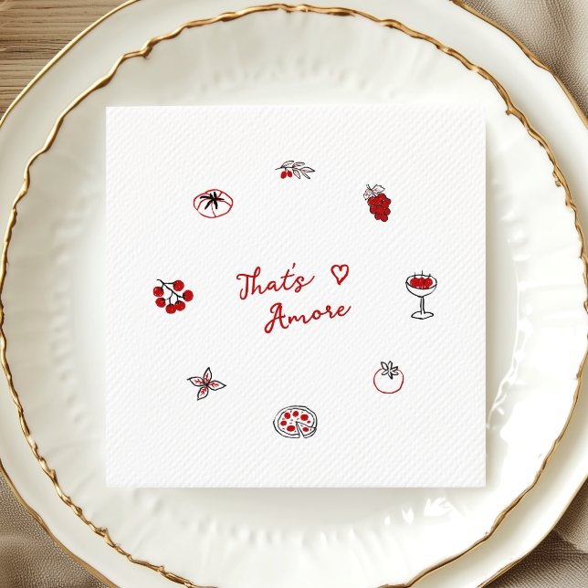 That’s Amore Italian Food Red Bridal Shower Napkin (Creator Uploaded)