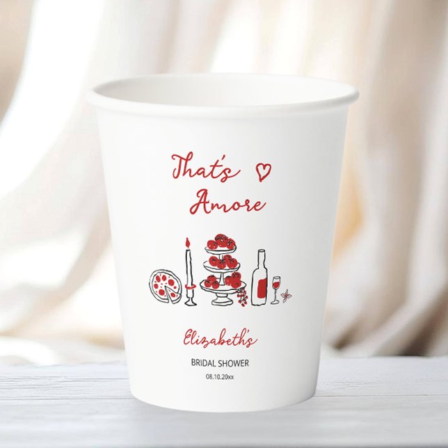 That’s Amore Italian Food Red Bridal Shower Paper Cups (Creator Uploaded)