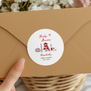 That’s Amore Italian Hand Drawn Red Bridal Shower Classic Round Sticker