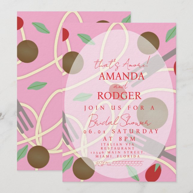 That’s Amore Italian Pasta Wedding Invitation (Front/Back)