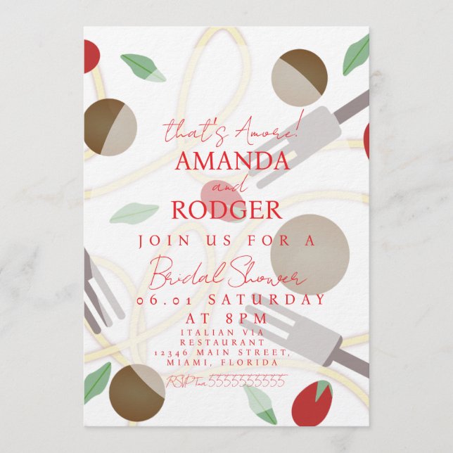 That’s Amore Italian Pasta Wedding Invitation (Front)