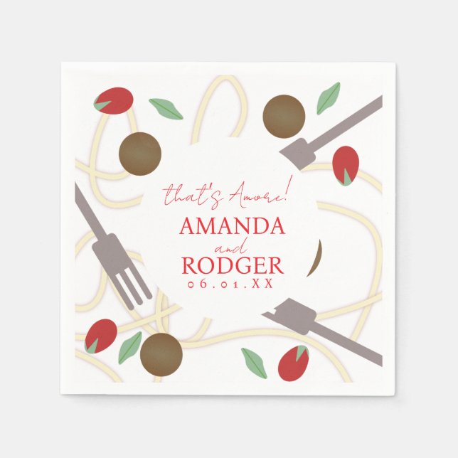 That’s Amore Italian Pasta Wedding Napkin (Front)