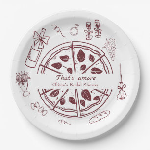 That’s amore italian pizza and wine bridal shower paper plate