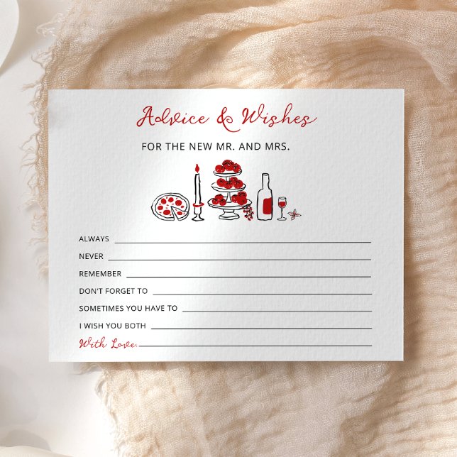 That’s Amore Italian Red Bridal Shower Advice card (Creator Uploaded)