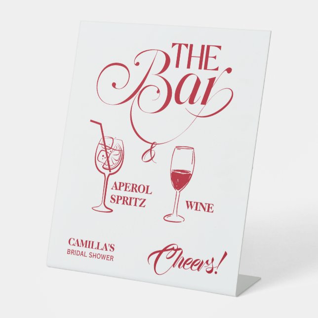 That’s Amore Red Bridal Shower Mimosa Bar Pedestal Sign (Front)