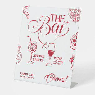 That’s Amore Red Bridal Shower Mimosa Bar Pedestal Sign