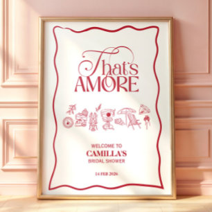 That’s Amore Red hand drawn Bridal Shower poster