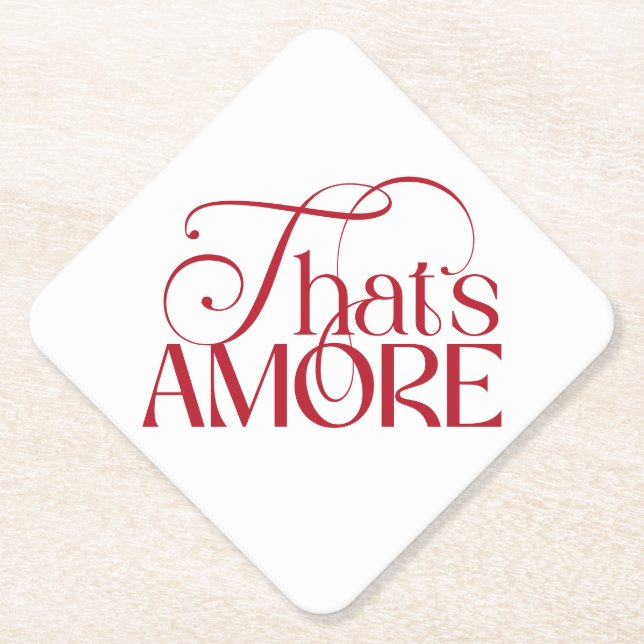 That’s Amore Red script Bridal Shower Paper Coaster (Front)