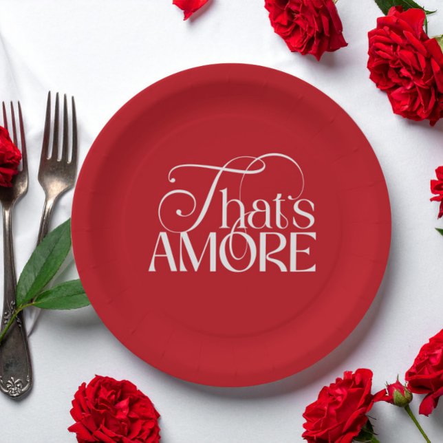 That’s Amore Red script Bridal Shower Paper Plate (Creator Uploaded)