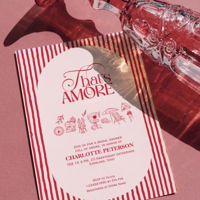 That’s Amore Red stripes Bridal Shower invite (Creator Uploaded)