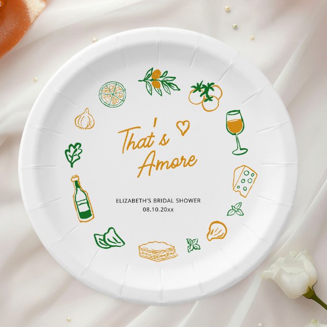 That’s Amore Rustic Italian Food Bridal Shower Paper Plate (Creator Uploaded)