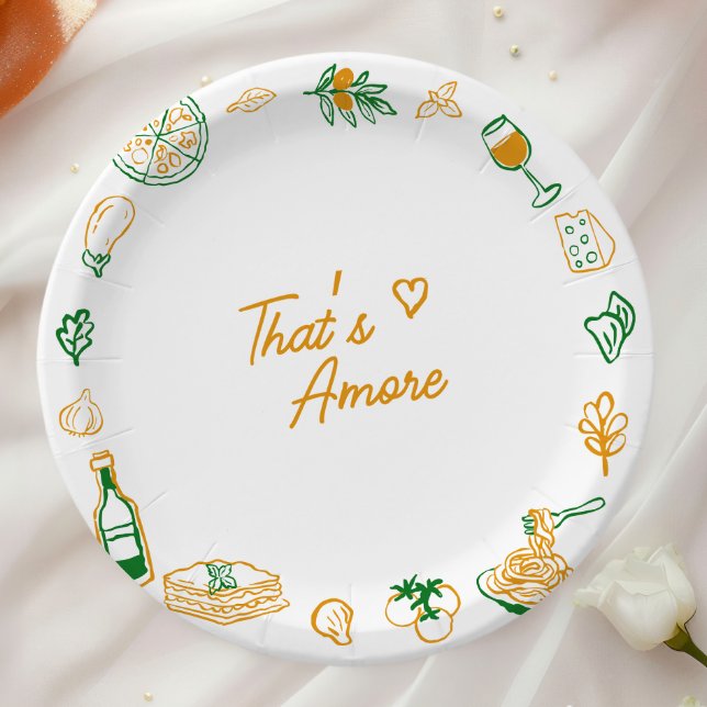 That’s Amore Rustic Italian Food Bridal Shower Paper Plate (Creator Uploaded)
