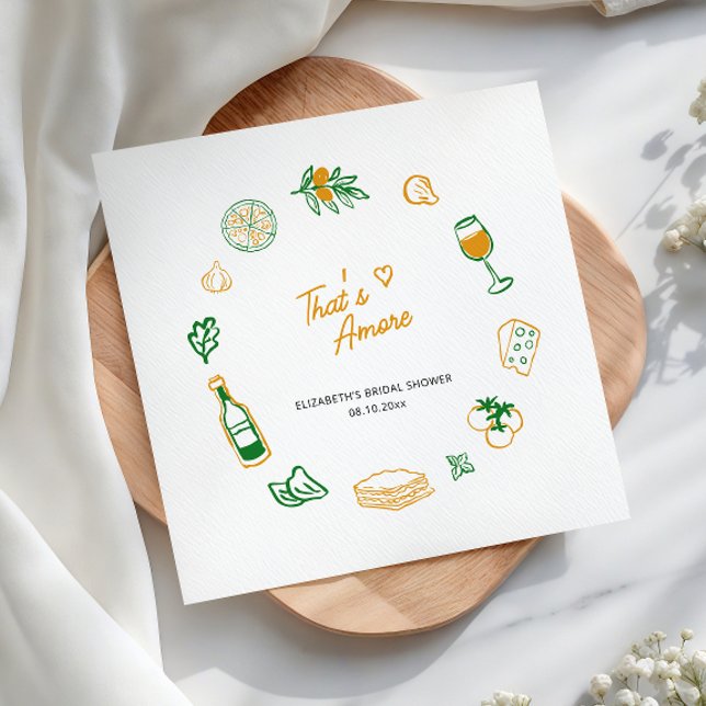 That’s Amore Rustic Italian Food Yellow Green Napkin (Creator Uploaded)