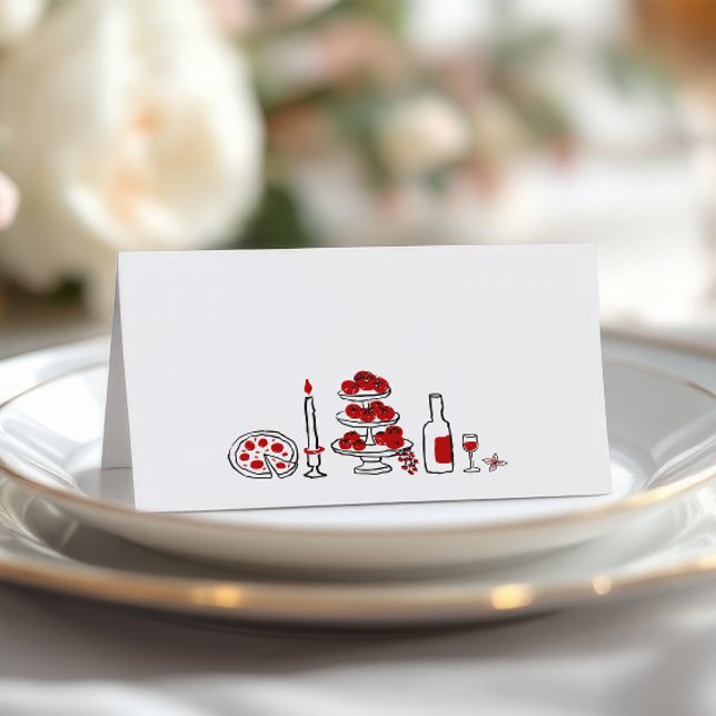 That’s Amore Whimsical Italian Red Bridal Shower Place Card (Creator Uploaded)