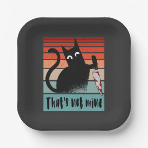 That’s not mine, Innocent Cat with knife Postcard  Paper Plate