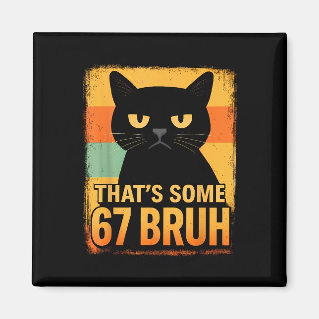 That’s Some 67 Bruh – Retro Grumpy Six Seven Cat M Magnet (Front)