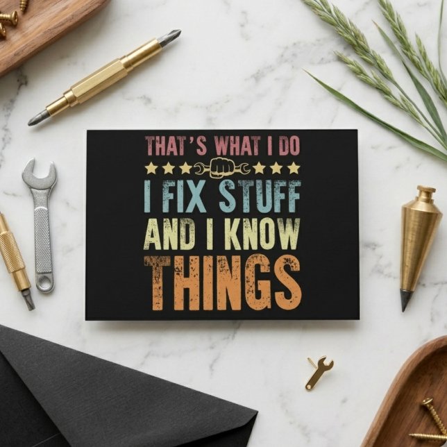 That’s What I Do I Fix Stuff Funny Mechanic Quote Thank You Card (Creator Uploaded)