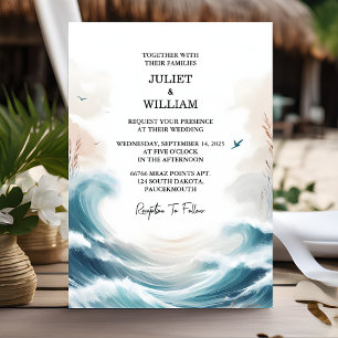 That Spring Summer Ocean Beach Destination Wedding Magnetic Invitation