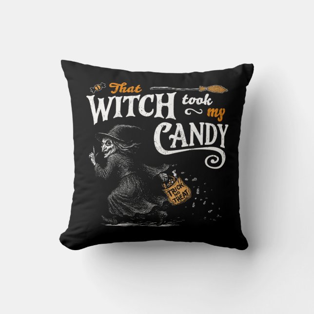 That Witch Took My Candy Dark Cushion (Front)