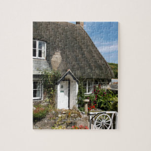 Thatched Cottage at Cadgwith Cornwall Photograph Jigsaw Puzzle